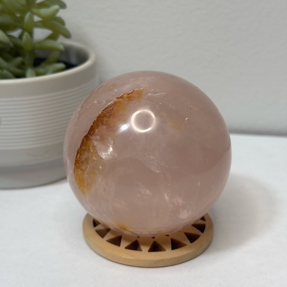 Rose Quartz With Golden Sphere - Picture 1 of 8